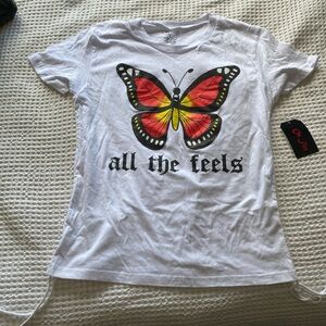All the Feels butterfly tee - white and multi-colored